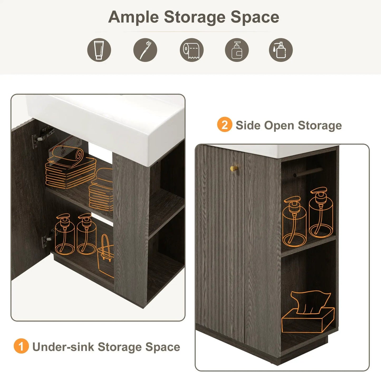 Bathroom Vanity With Sink, Freestanding Cabinet
