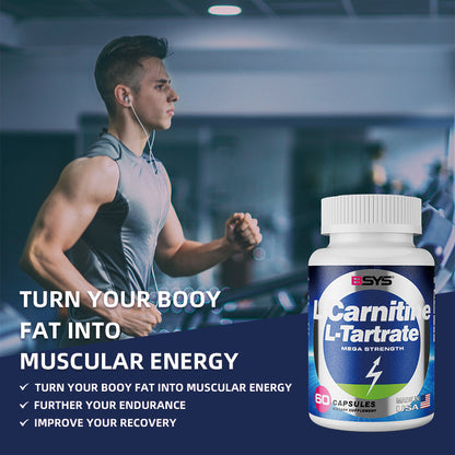 BSYS L-Carnitine L-Tartrate 60 capsules bottle, blue label on Tampa Home & Garden Store