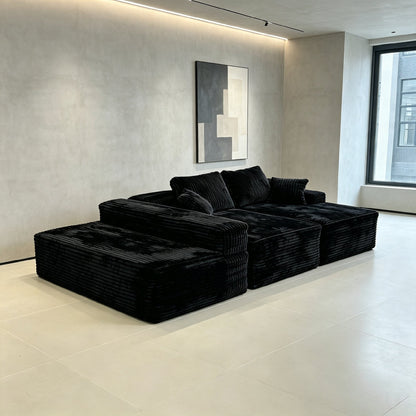 131-Inch Big Size Modular Sectional Sofa in black textured fabric with 4 modules by HouseOfZazla on Tampa Home & Garden Store