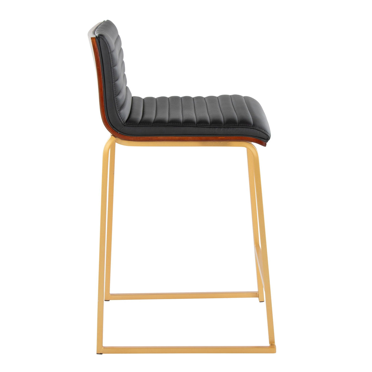 Mason Mara fixed-height counter stool set of 2, black tufted leather with gold legs HouseOfZazla on Tampa Home & Garden Store