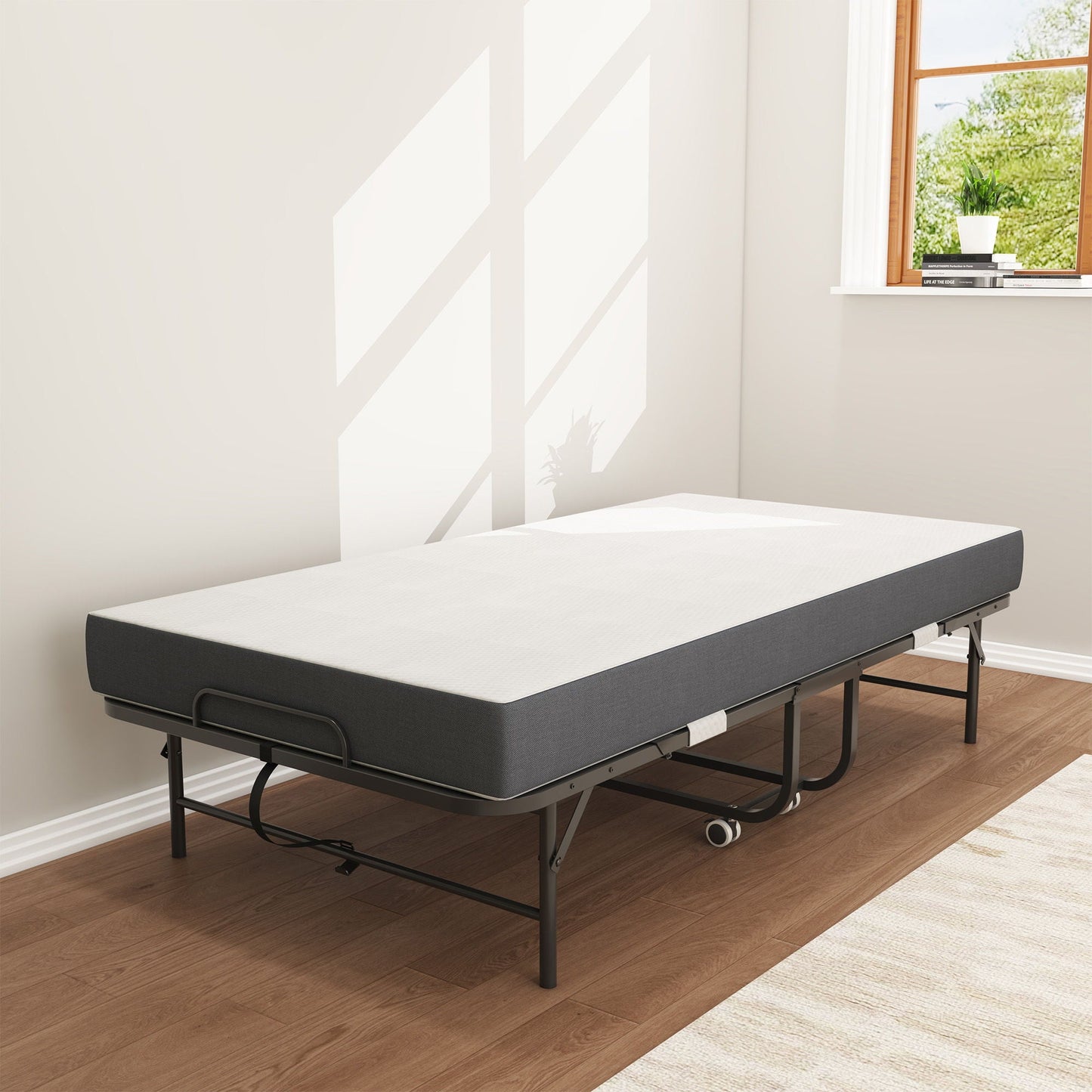Twin Extra Long Bed and Foam Mattress Black