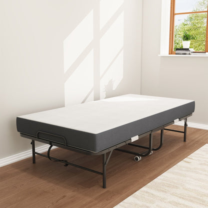 Twin Extra Long Bed and Foam Mattress Black