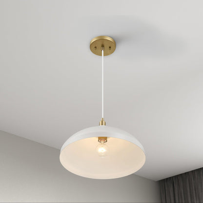 Astral pendant light with gold canopy and white glass shade for entrance or kitchen island on Tampa Home & Garden Store