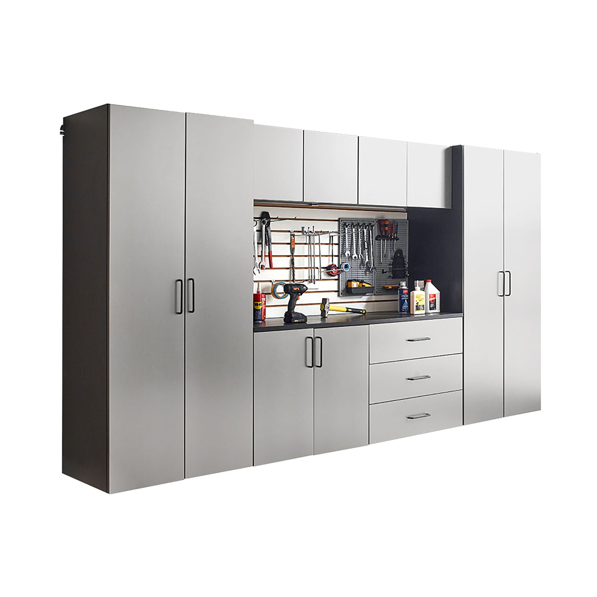 Astro Series Garage Cabinet Set with Soft Closing Drawers, metallic gray HouseOfZazla cabinets on Tampa Home & Garden Store