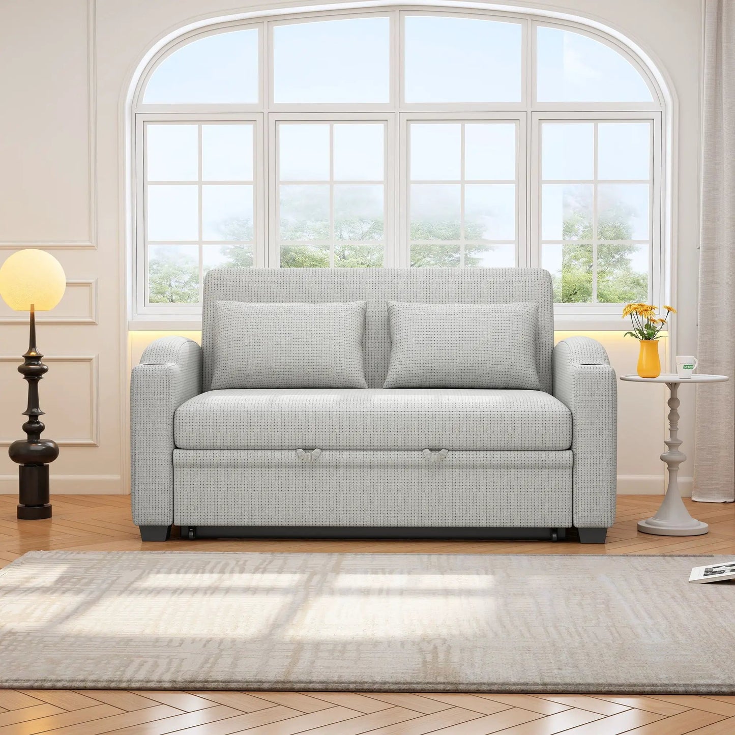 Pull Out Loveseat with Adjustable Backrest USB