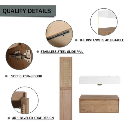 Contemporary Wall Mounted Vanity with Resin Sink
