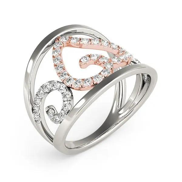 Heart motif diamond filigree ring set of 3 in 14k white and rose gold, 1/4 cttw, Bids.com on Tampa Home & Garden Store