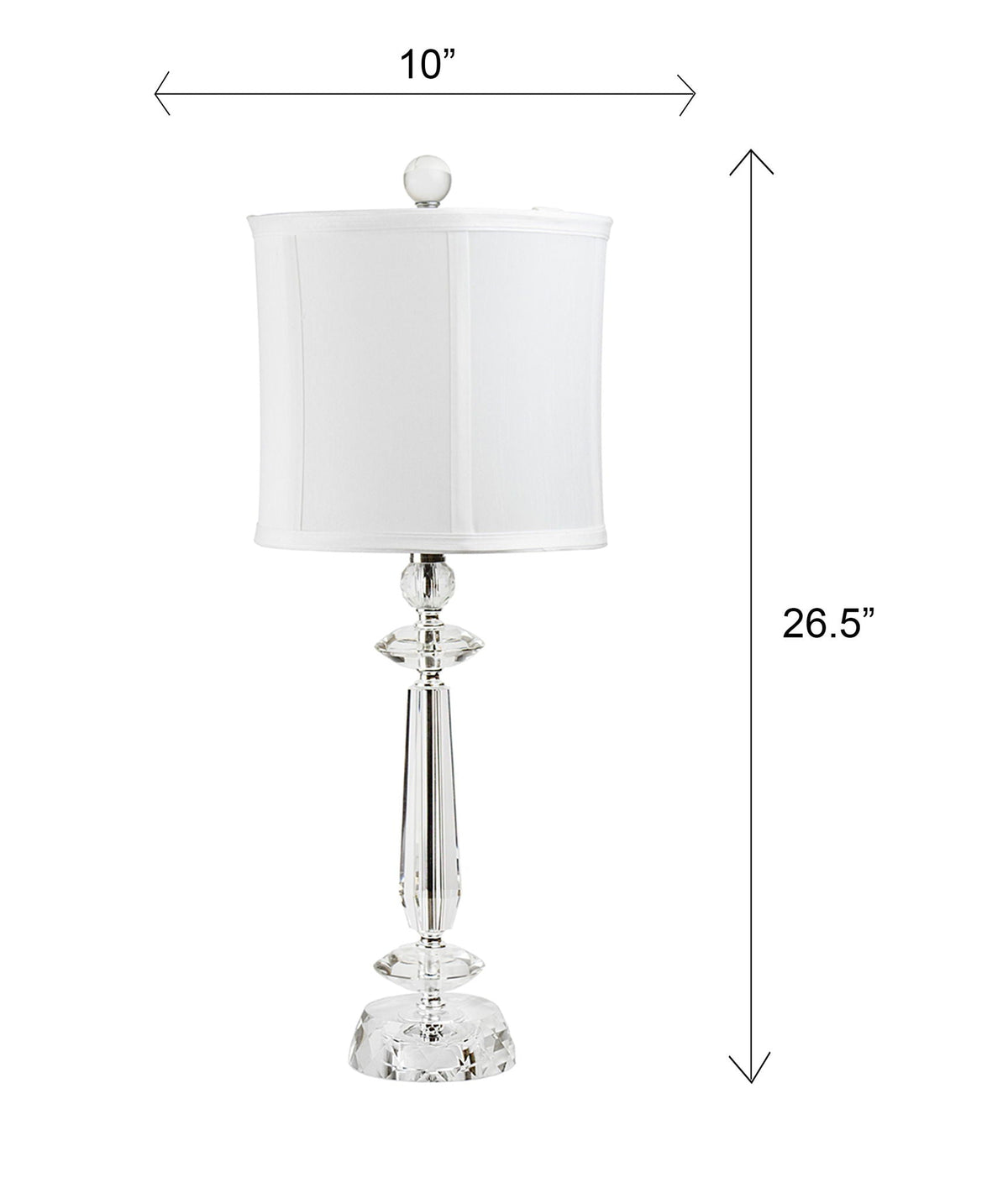 Karat contemporary crystal table lamp set of 2 with clear crystal, chrome base, white shade on Tampa Home & Garden Store
