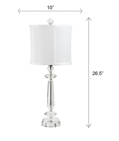 Karat contemporary crystal table lamp set of 2 with clear crystal, chrome base, white shade on Tampa Home & Garden Store