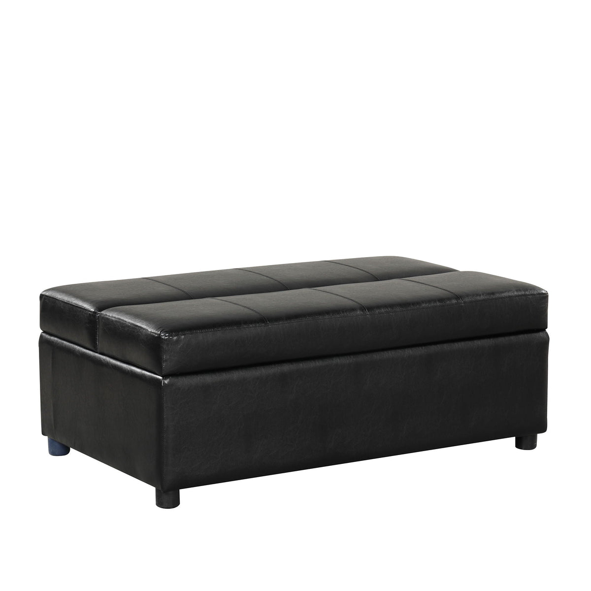 HouseOfZazla twin size folding ottoman sleeper bed with mattress in black faux leather on Tampa Home & Garden Store