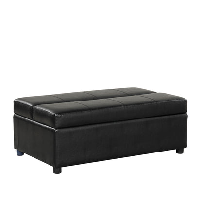 HouseOfZazla twin size folding ottoman sleeper bed with mattress in black faux leather on Tampa Home & Garden Store