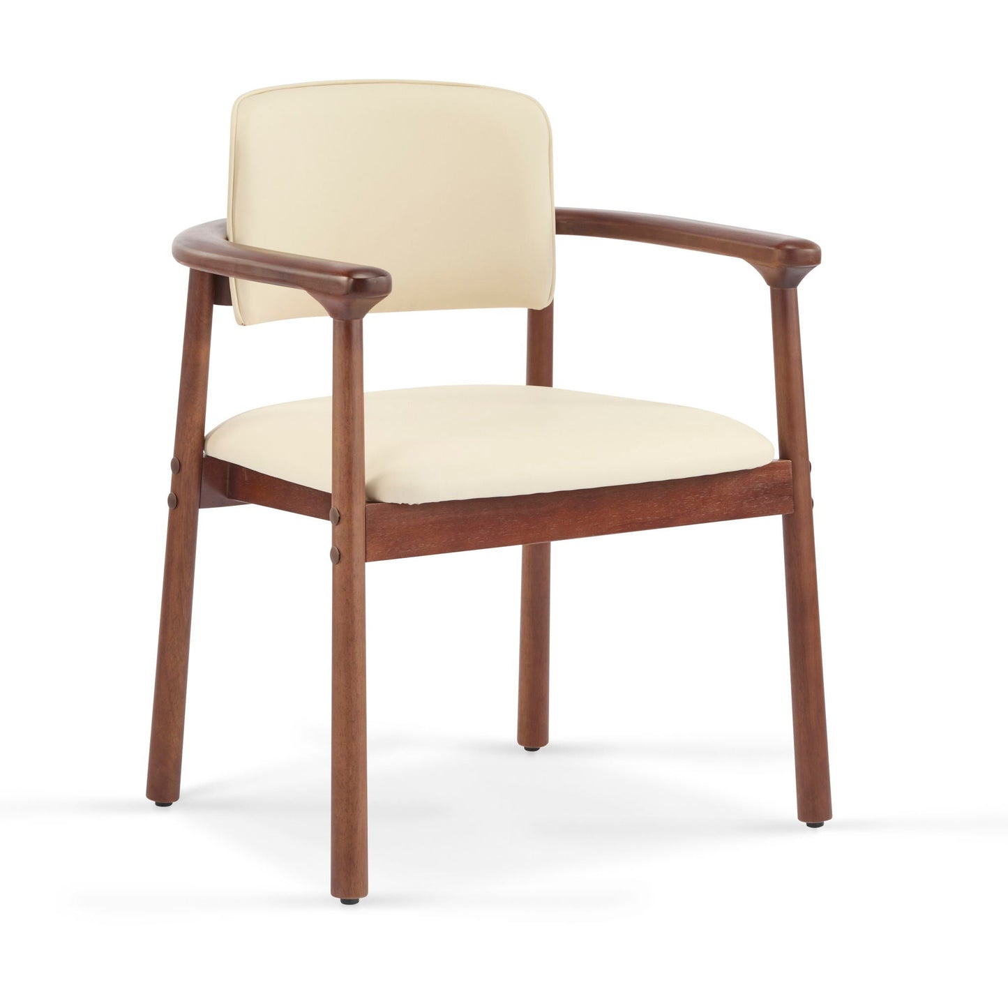 Beige Dining Room Chairs and Dark Walnut Frame