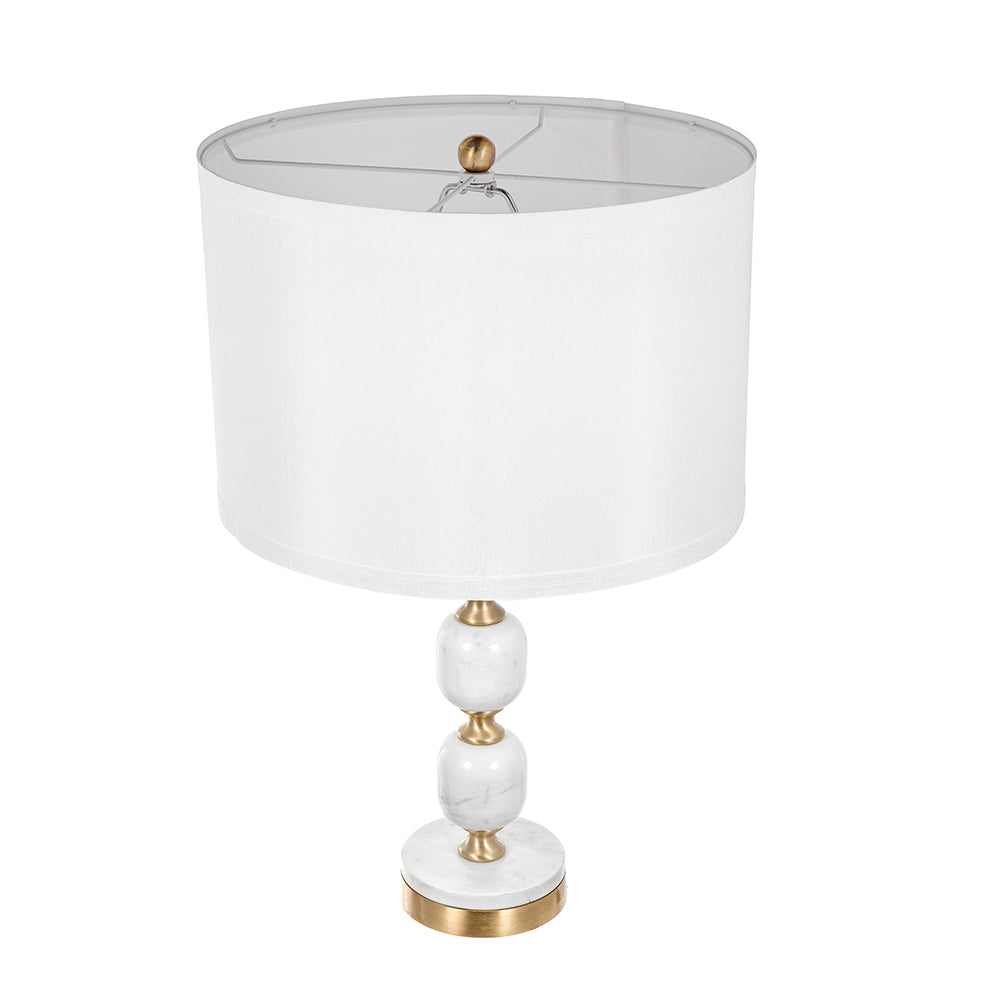 Table Lamp D15x26.5 with white fabric shade and marble stack base gold accents HouseOfZazla on Tampa Home & Garden Store
