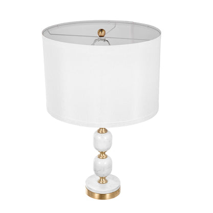 Table Lamp D15x26.5 with white fabric shade and marble stack base gold accents HouseOfZazla on Tampa Home & Garden Store