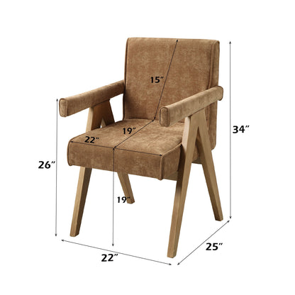 Zoey Arm Chair Set with Chenille Upholstery Chocolate brown kids chair with wooden legs on Tampa Home & Garden Store