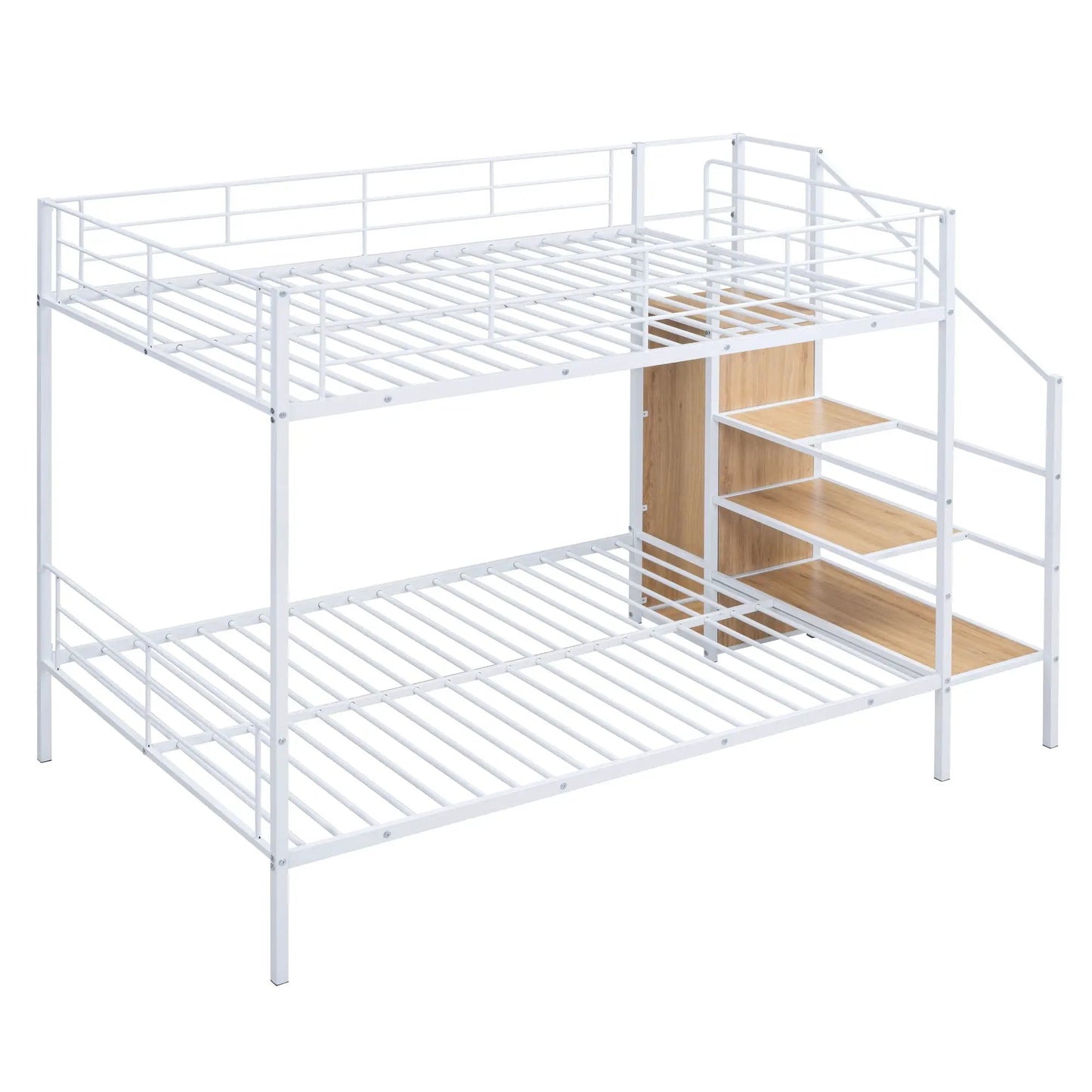 Bunk Bed With Lateral Storage Ladder and Wardrobe