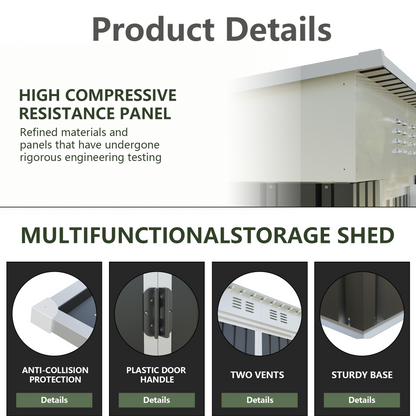 Steel Garden Shed for Patio and Outdoor Storage