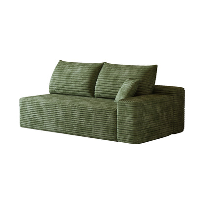 Stylish Green Three Seater Right Corduroy Sofa