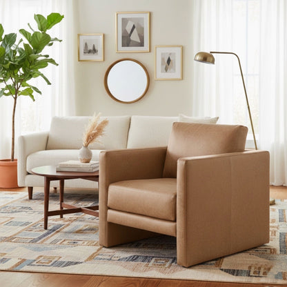 Tulo Arm Chairs in light brown with coil spring seating, 2 units, HouseOfZazla on Tampa Home & Garden Store
