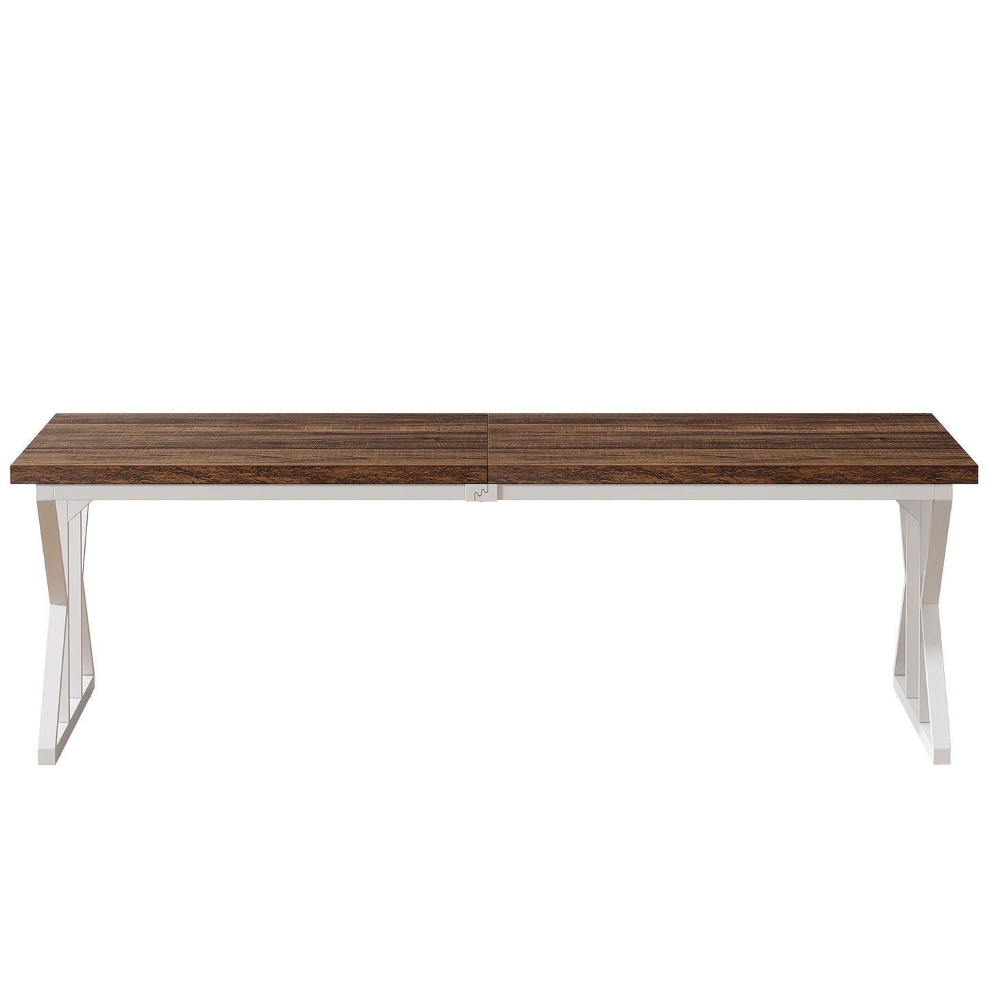 Rectangular dining table with X-trestle metal legs, dark wood veneer top by HouseOfZazla dining tables on Tampa Home & Garden Store
