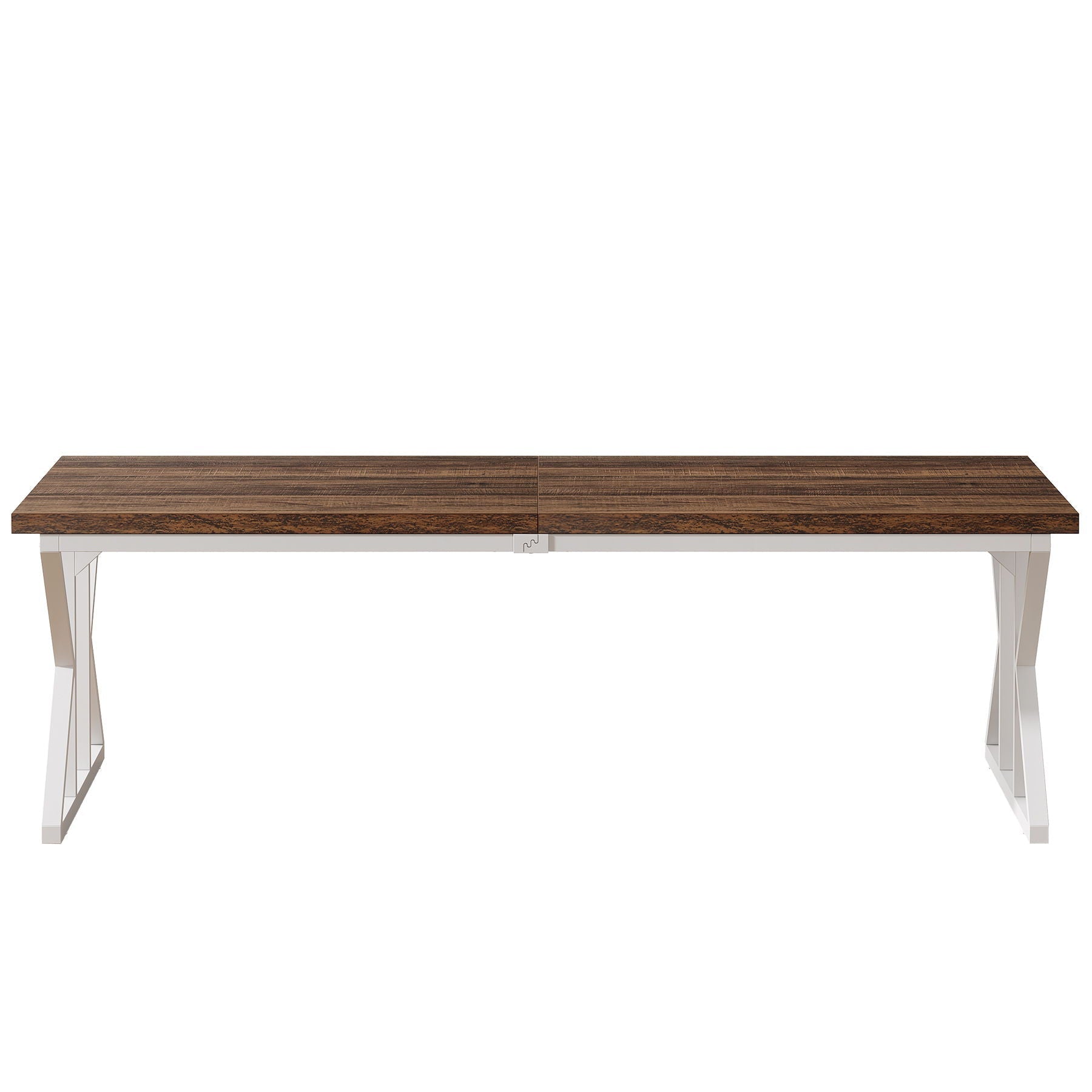 Rectangular dining table with X-trestle metal legs, dark wood veneer top by HouseOfZazla dining tables on Tampa Home & Garden Store
