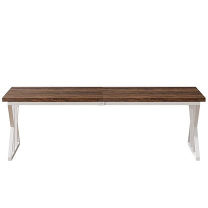 Rectangular dining table with X-trestle metal legs, dark wood veneer top by HouseOfZazla dining tables on Tampa Home & Garden Store