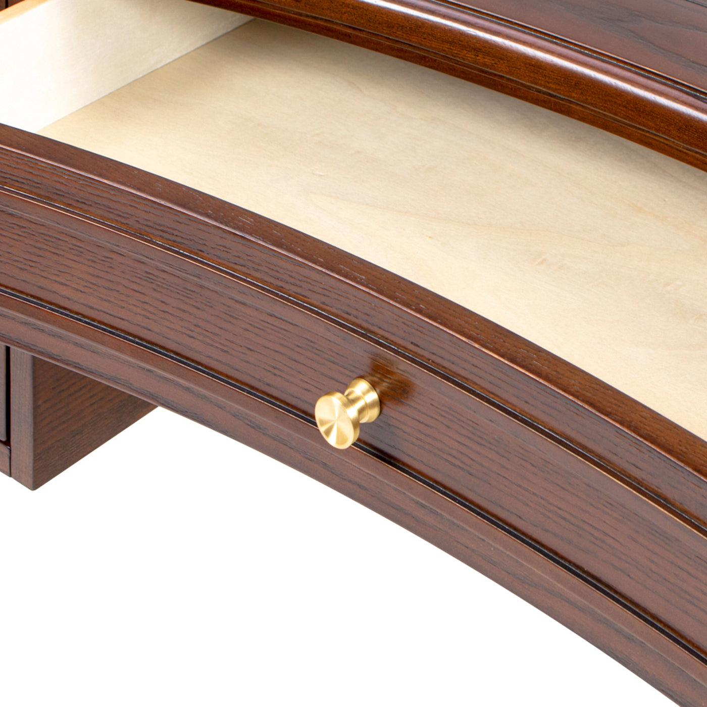 Dauphin Gold Accent 5-Drawer Wood Executive Desk dark walnut ash veneer brass knob on Tampa Home & Garden Store