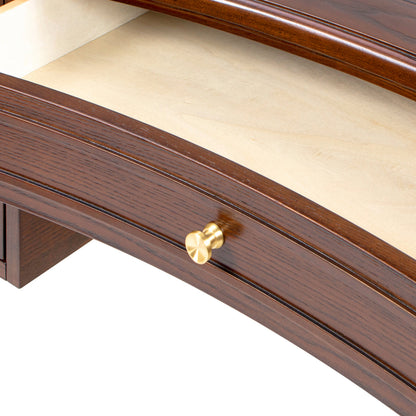 Dauphin Gold Accent 5-Drawer Wood Executive Desk dark walnut ash veneer brass knob on Tampa Home & Garden Store