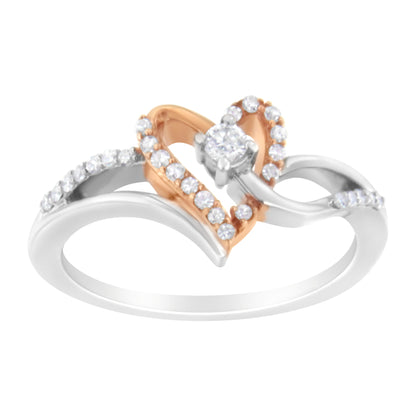 Open heart cocktail ring, 10K rose gold over sterling silver with pavé diamonds on a split shank on Tampa Home & Garden Store