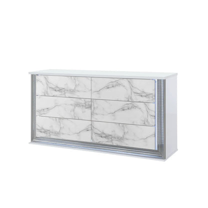 Moon Dresser With LED Lighting Marble Finish