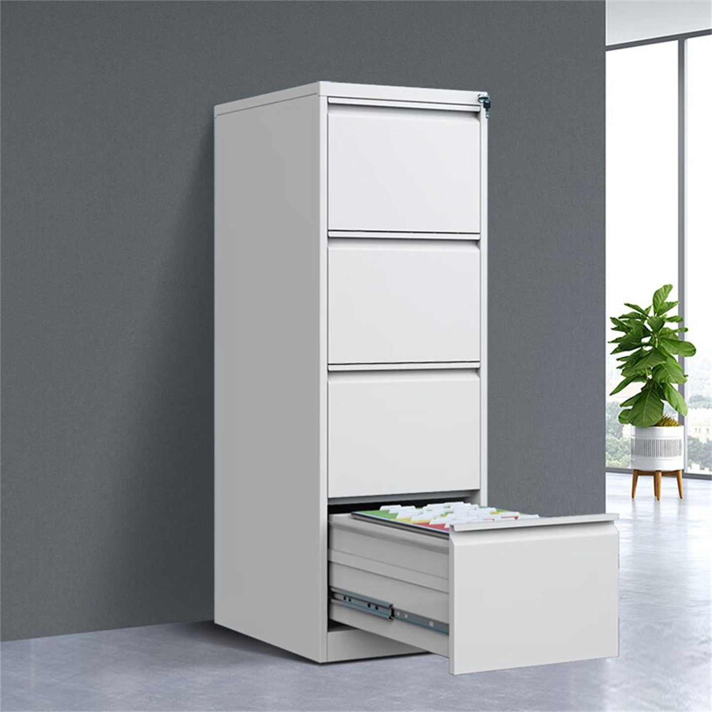 Durable metal 3-drawer file cabinet with lock, HouseOfZazla, steel gray on Tampa Home & Garden Store