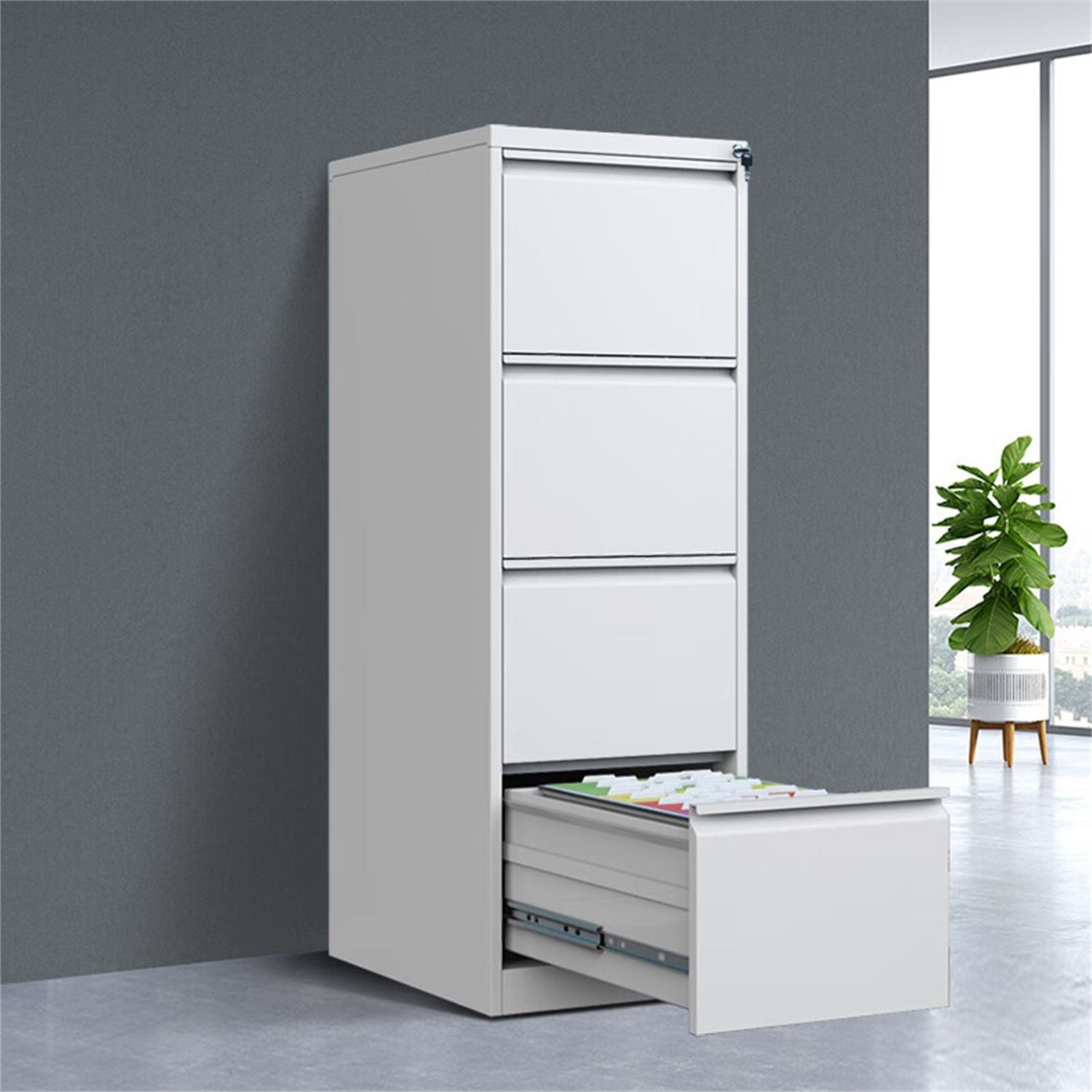 Durable metal 3-drawer file cabinet with lock, HouseOfZazla, steel gray on Tampa Home & Garden Store