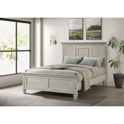 Durable Construction Panel Bed in graywashed finish with paneled headboard and footboard on Tampa Home & Garden Store