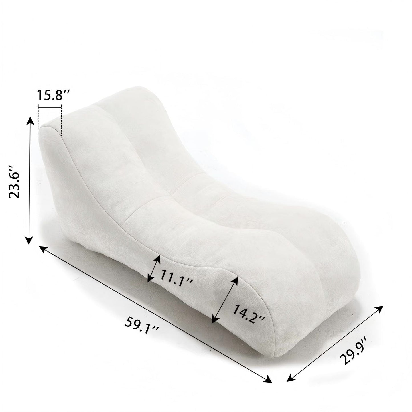 HouseOfZazla bean bag sofa chair with sponge filling, beige fabric chaise on Tampa Home & Garden Store