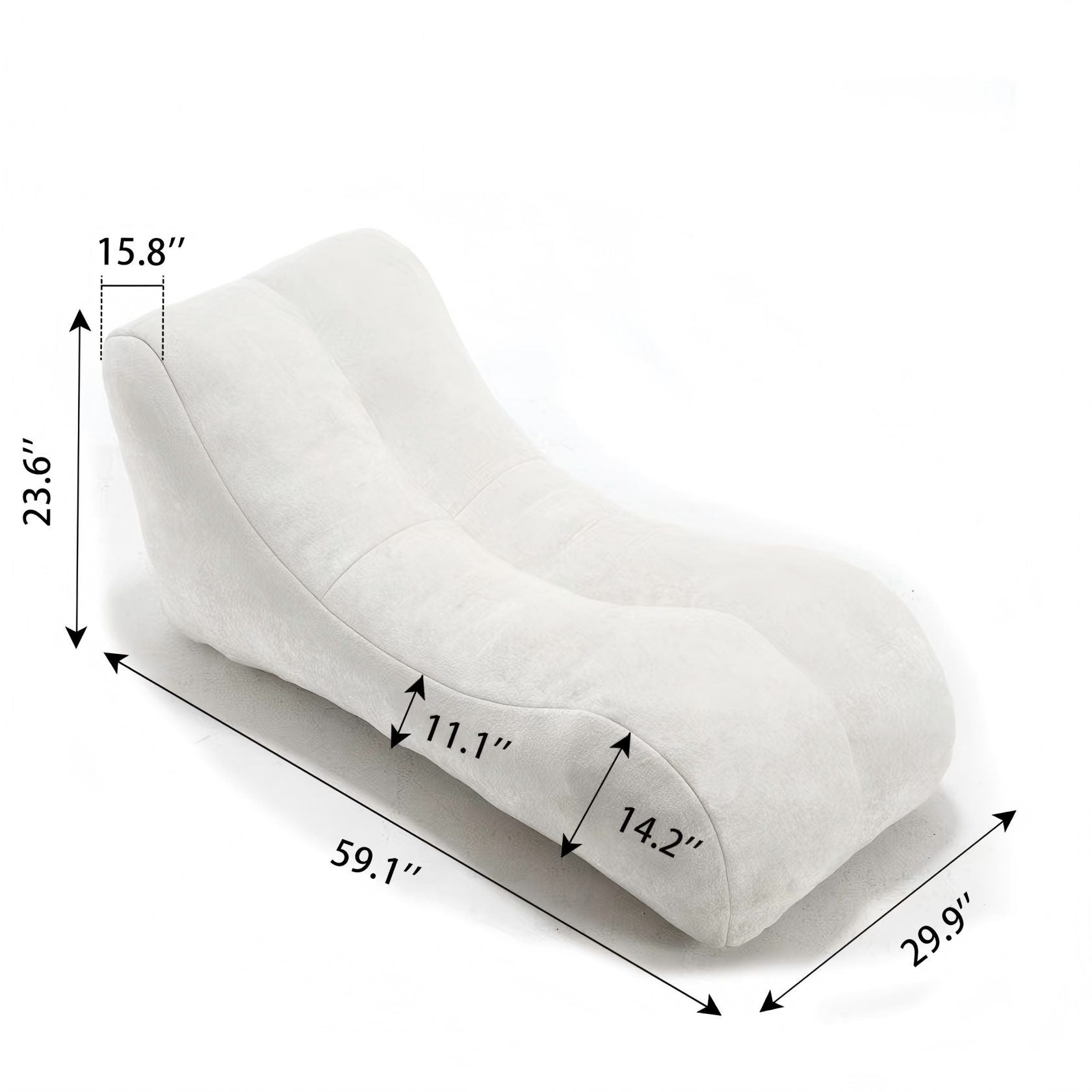 HouseOfZazla bean bag sofa chair with sponge filling, beige fabric chaise on Tampa Home & Garden Store
