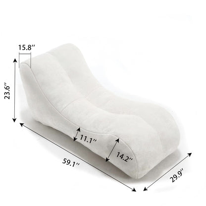 HouseOfZazla bean bag sofa chair with sponge filling, beige fabric chaise on Tampa Home & Garden Store