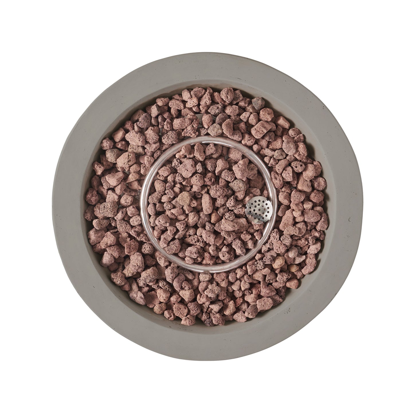 27' Bowl Shaped MGO 40,000 BTU Propane Fire Pit by HouseOfZazla, light grey bowl with pink lava rock on Tampa Home & Garden Store