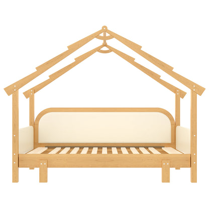 Twin Size Wood Treehouse Bed with Soft Cushion Rails in natural wood finish on Tampa Home & Garden Store