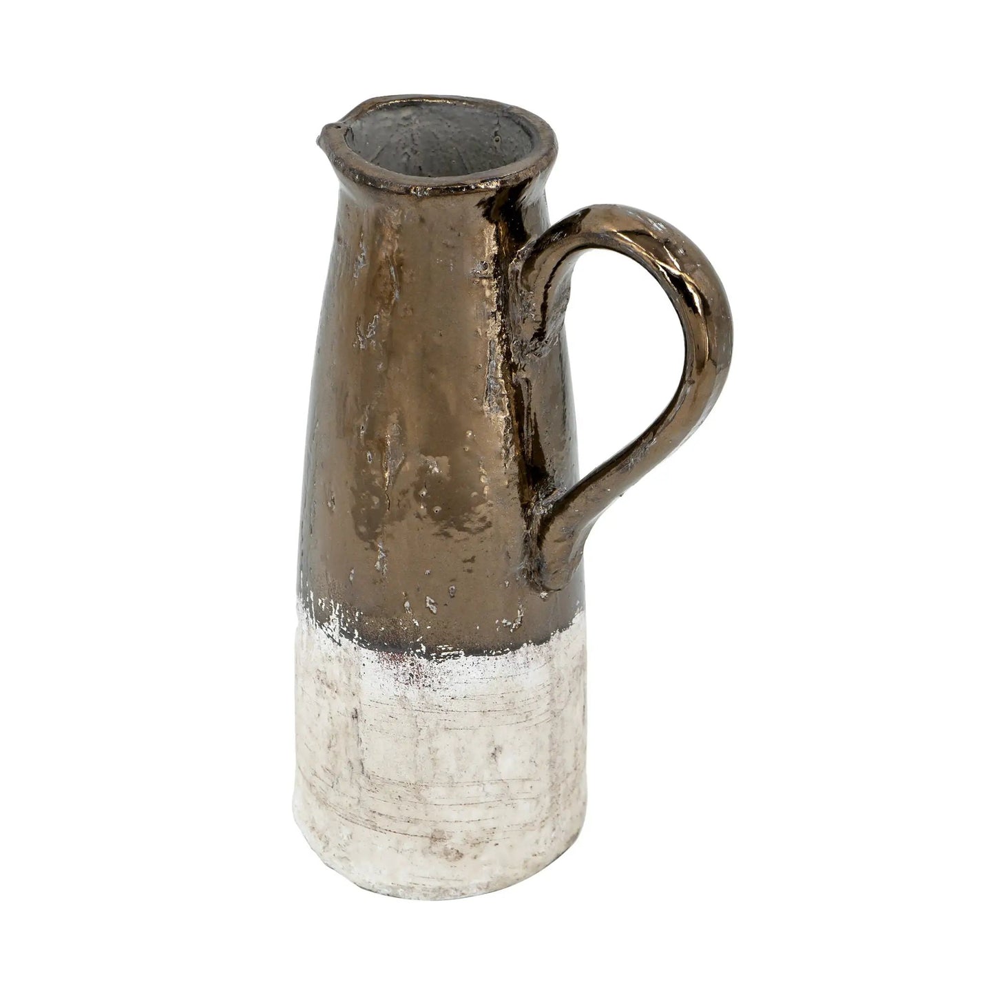 Candia Terracotta Pitcher ceramic brown glazed jug with curved handle on Tampa Home & Garden Store