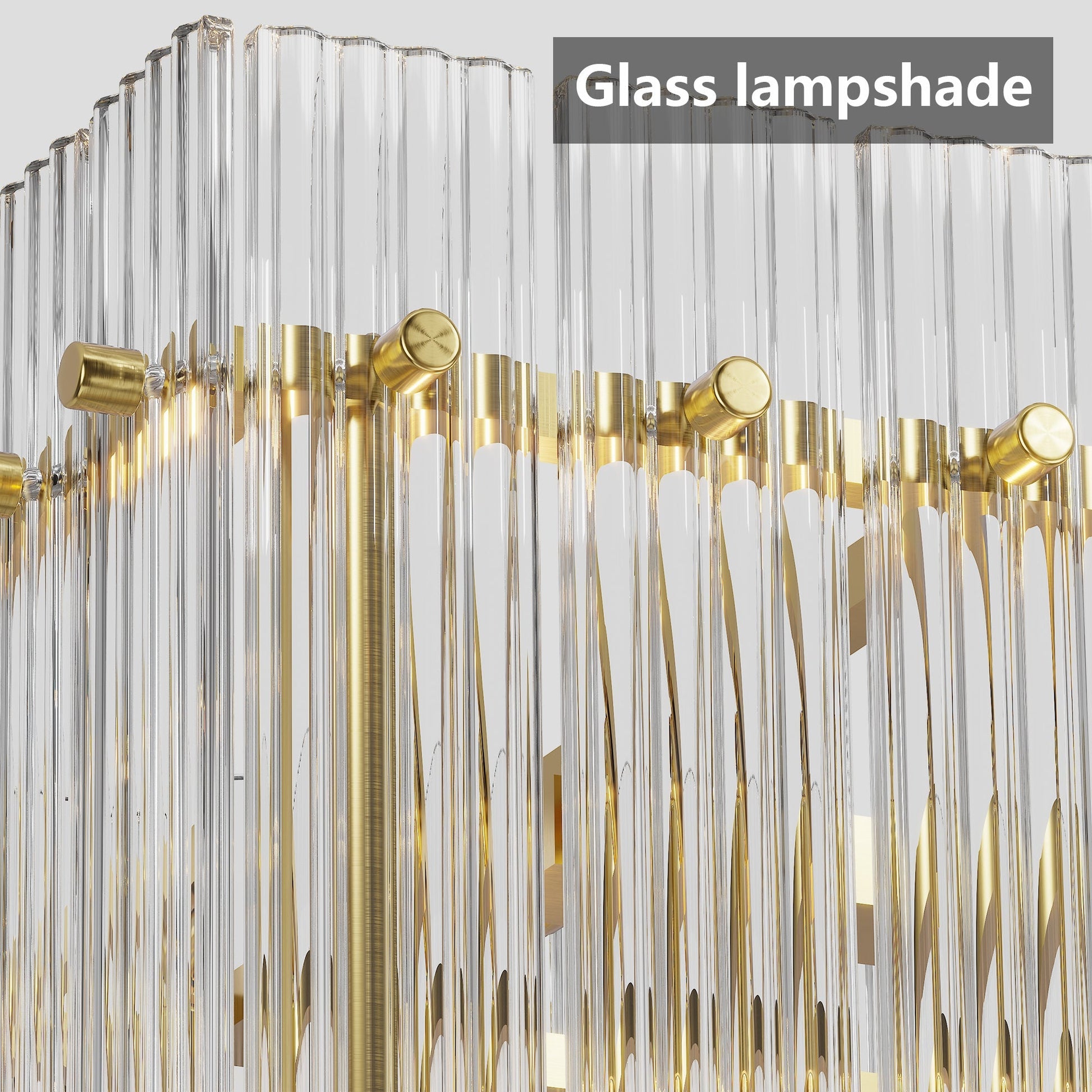 Modern rectangular crystal glass 10-light chandelier with vertical prisms and gold accents on Tampa Home & Garden Store