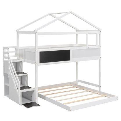 House Style Bunk Bed With Storage Staircase And board white wood bunk bed by HouseOfZazla on Tampa Home & Garden Store
