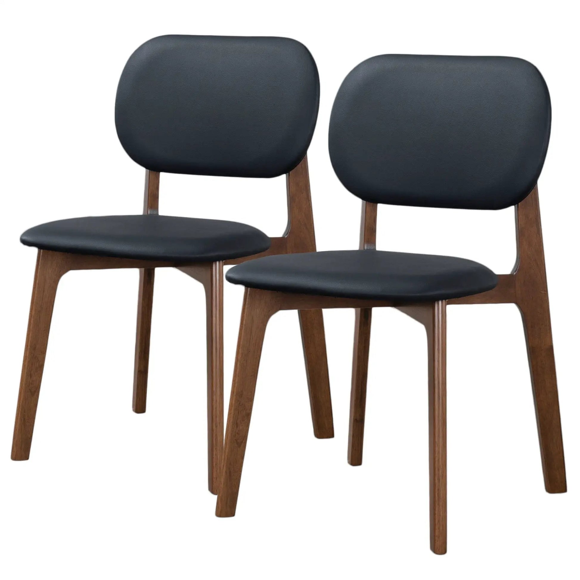 Kelsey - Stylish Dining Chair set of 2 with black upholstered back and seat and wooden legs on Tampa Home & Garden Store