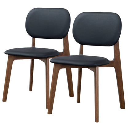 Kelsey - Stylish Dining Chair set of 2 with black upholstered back and seat and wooden legs on Tampa Home & Garden Store