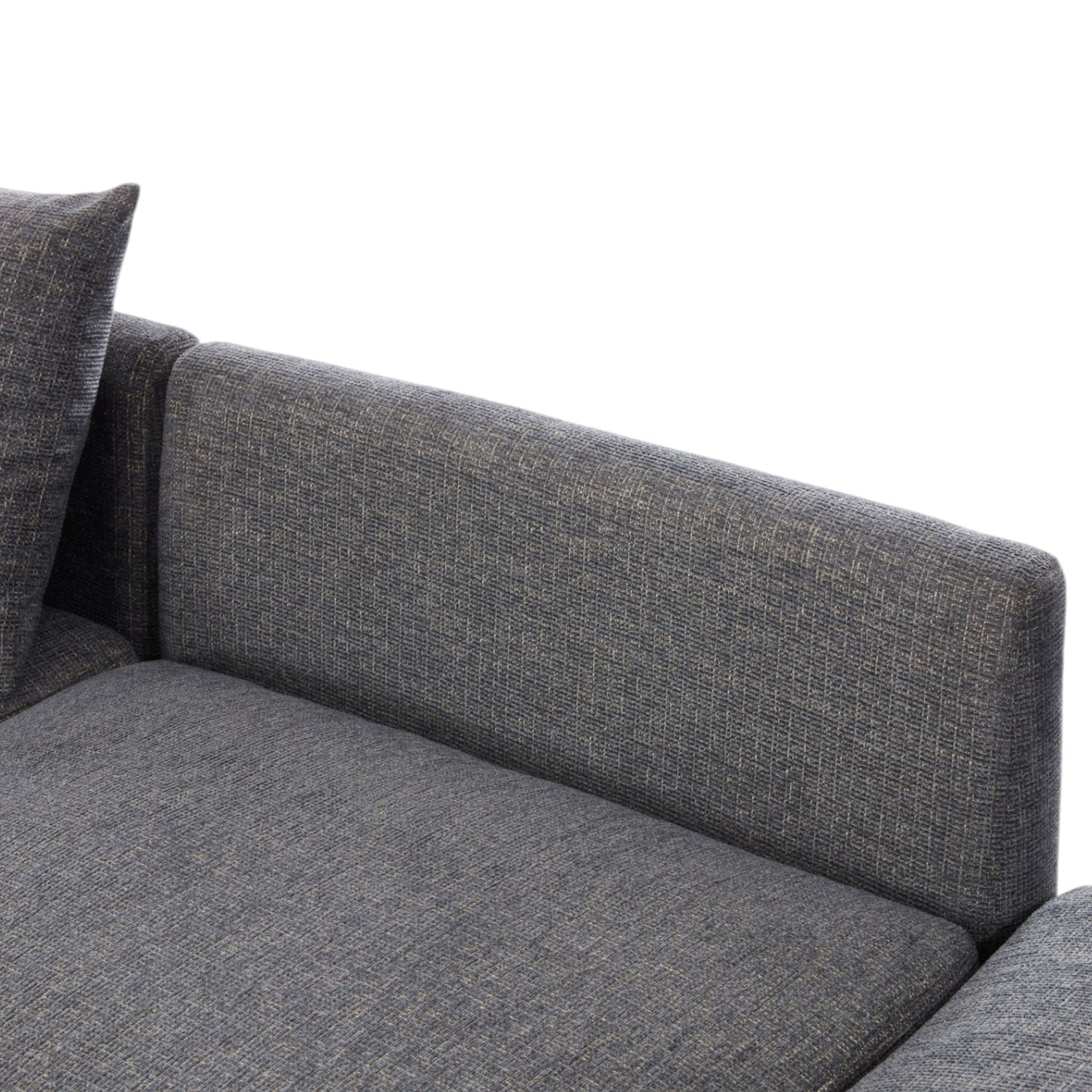 Sectional sofa in dark gray textured fabric with cushions on Tampa Home & Garden Store