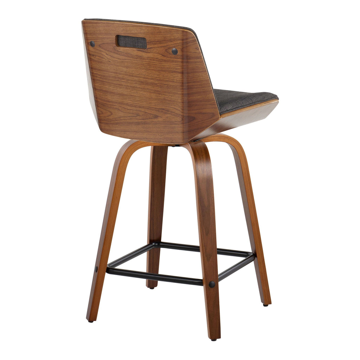Mid-century modern counter stool with padded gray seat and wood back by HouseOfZazla on Tampa Home & Garden Store