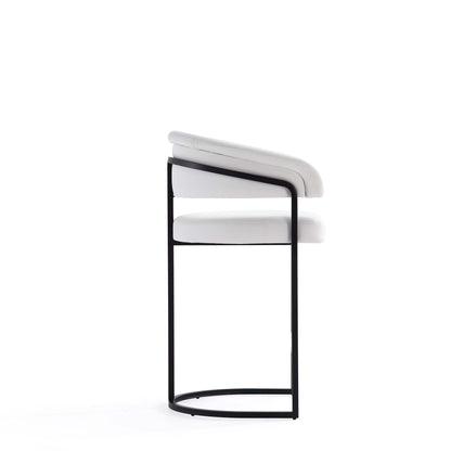 Augusta Counter Stool by HouseOfZazla, white upholstered seat with black metal legs on Tampa Home & Garden Store