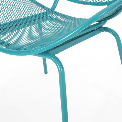 Elba Contemporary armless outdoor chair teal mesh seat with tubular metal frame on Tampa Home & Garden Store