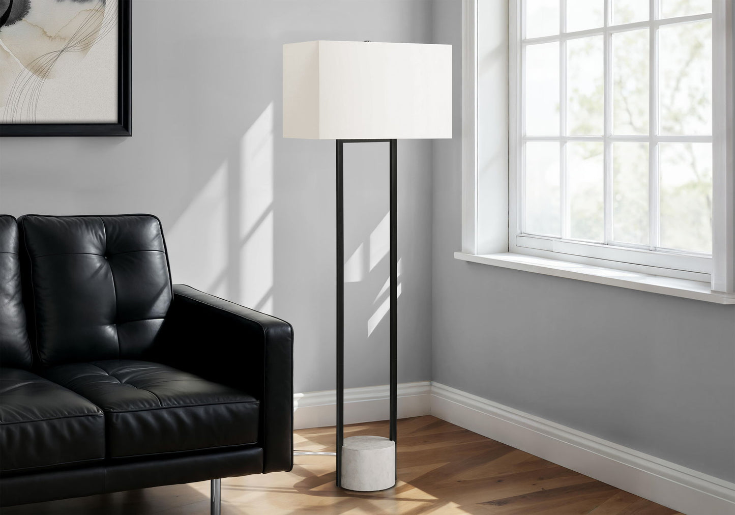 Floor lamp contemporary black metal with beige shade by HouseOfZazla on Tampa Home & Garden Store