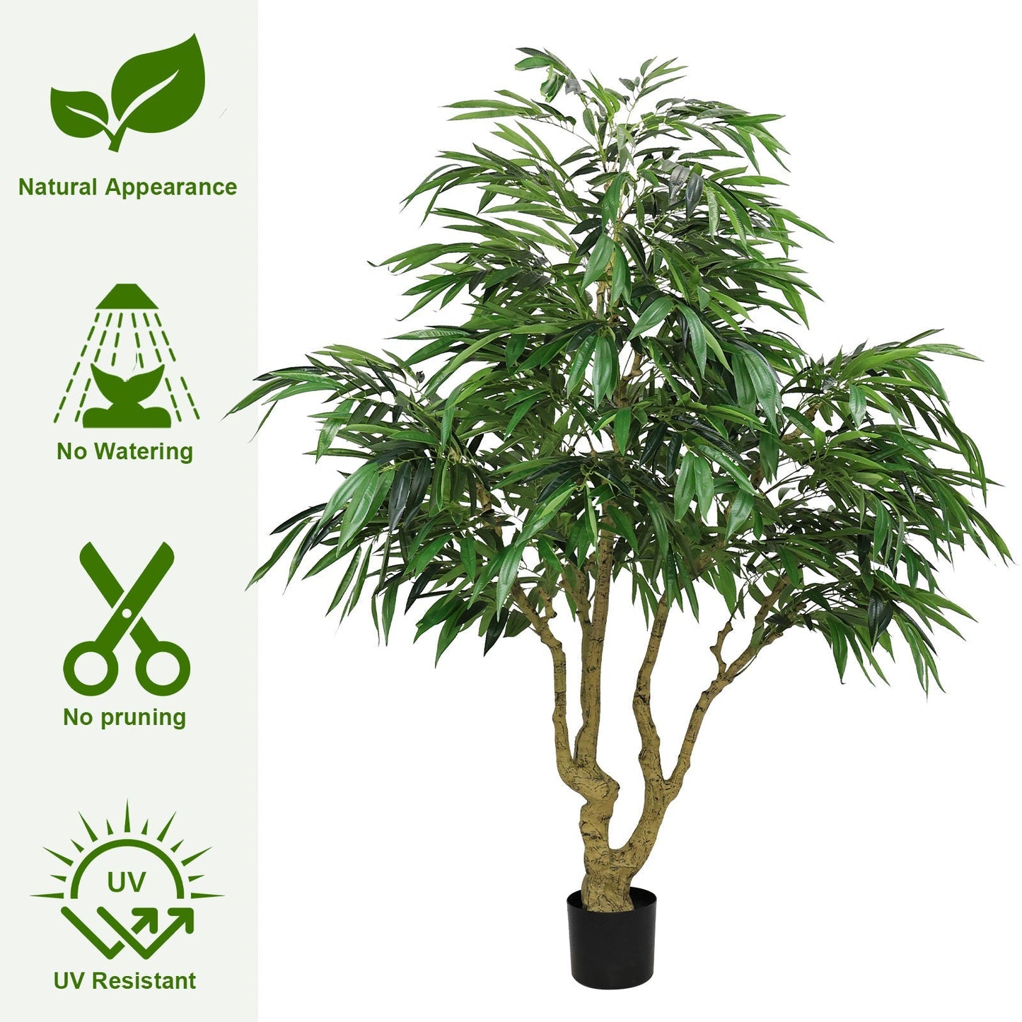 7ft artificial willow tree indoor faux greenery by HouseOfZazla, lifelike green leaves on Tampa Home & Garden Store