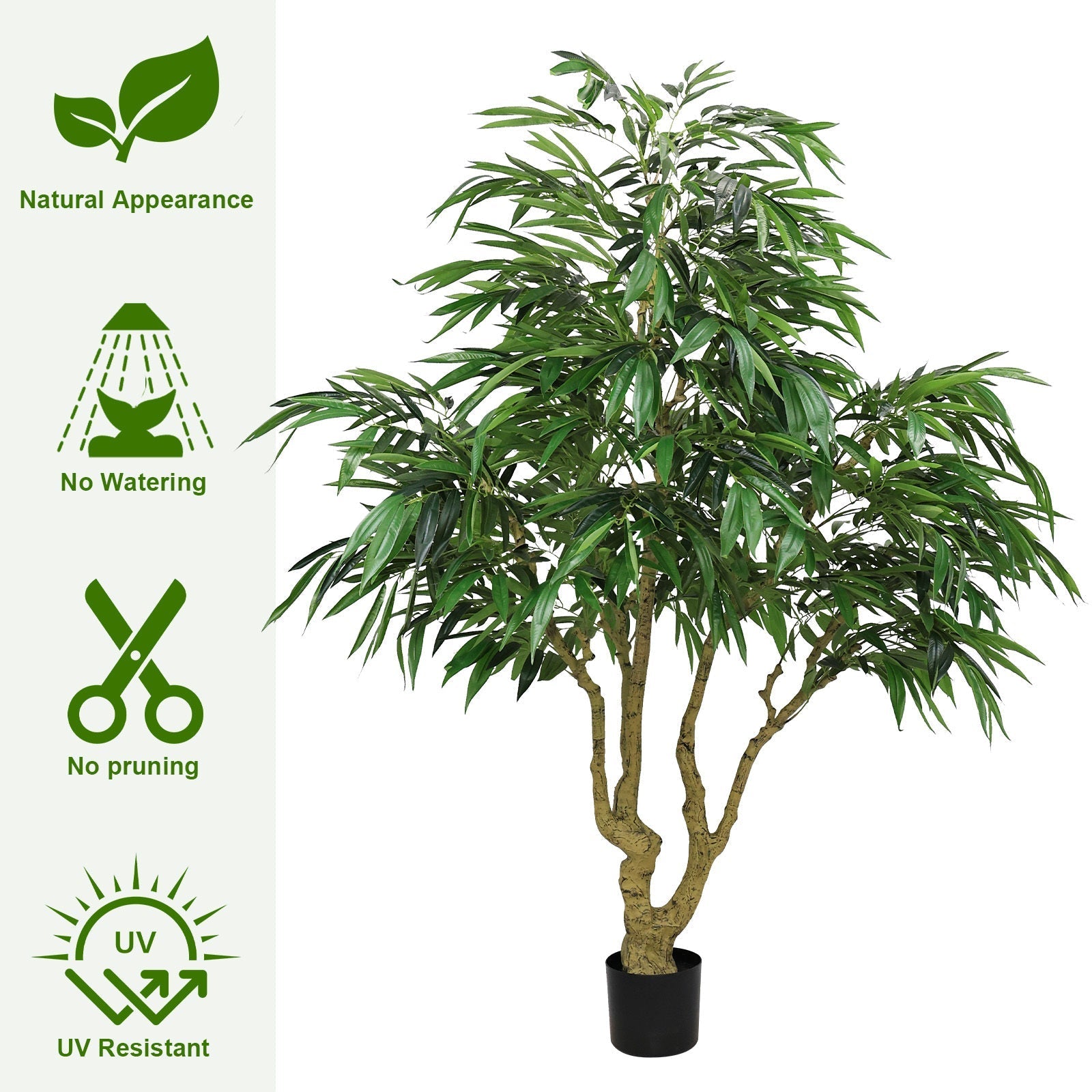 7ft artificial willow tree indoor faux greenery by HouseOfZazla, lifelike green leaves on Tampa Home & Garden Store